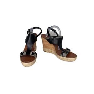 Coach Mendez Monogram Wedge Platform Espadrilles Shoes‎ Gray 10 Sexy Bohemian